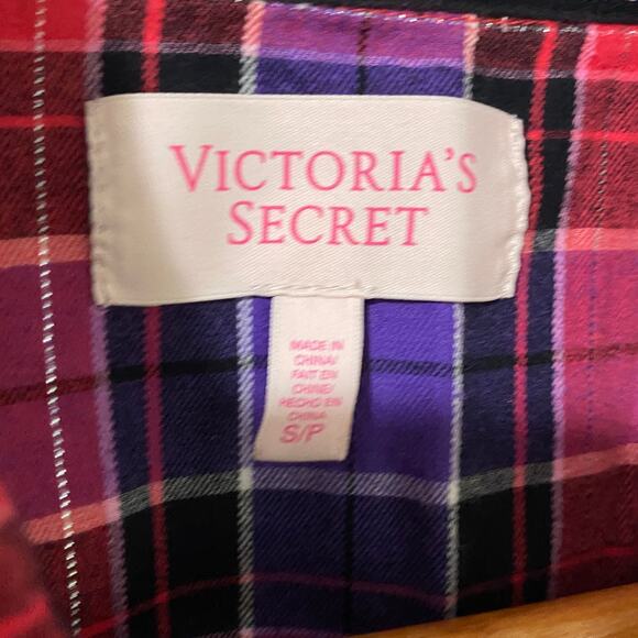 Victoria's Secret 2 Pc Pink & Purple Buffalo Plaid Pajama Set Women's Small - Picture 9 of 9